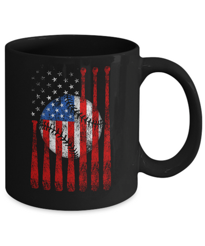 American Flag Vintage Baseball Mug-Coffee Mug-11oz Mug-Black