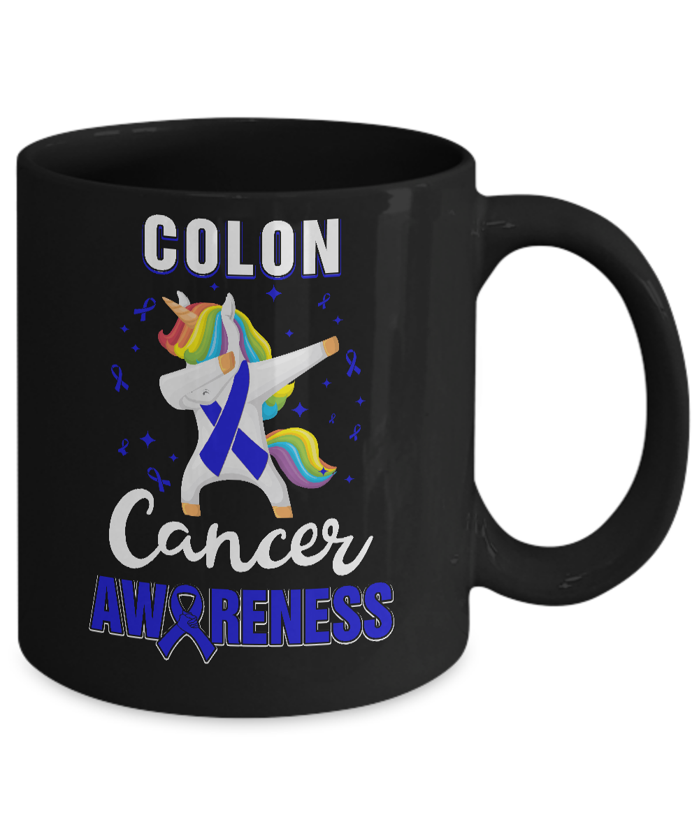 Inspirational Colon Cancer Awareness Unicorn Support Mug-Coffee Mug-11oz Mug-Black