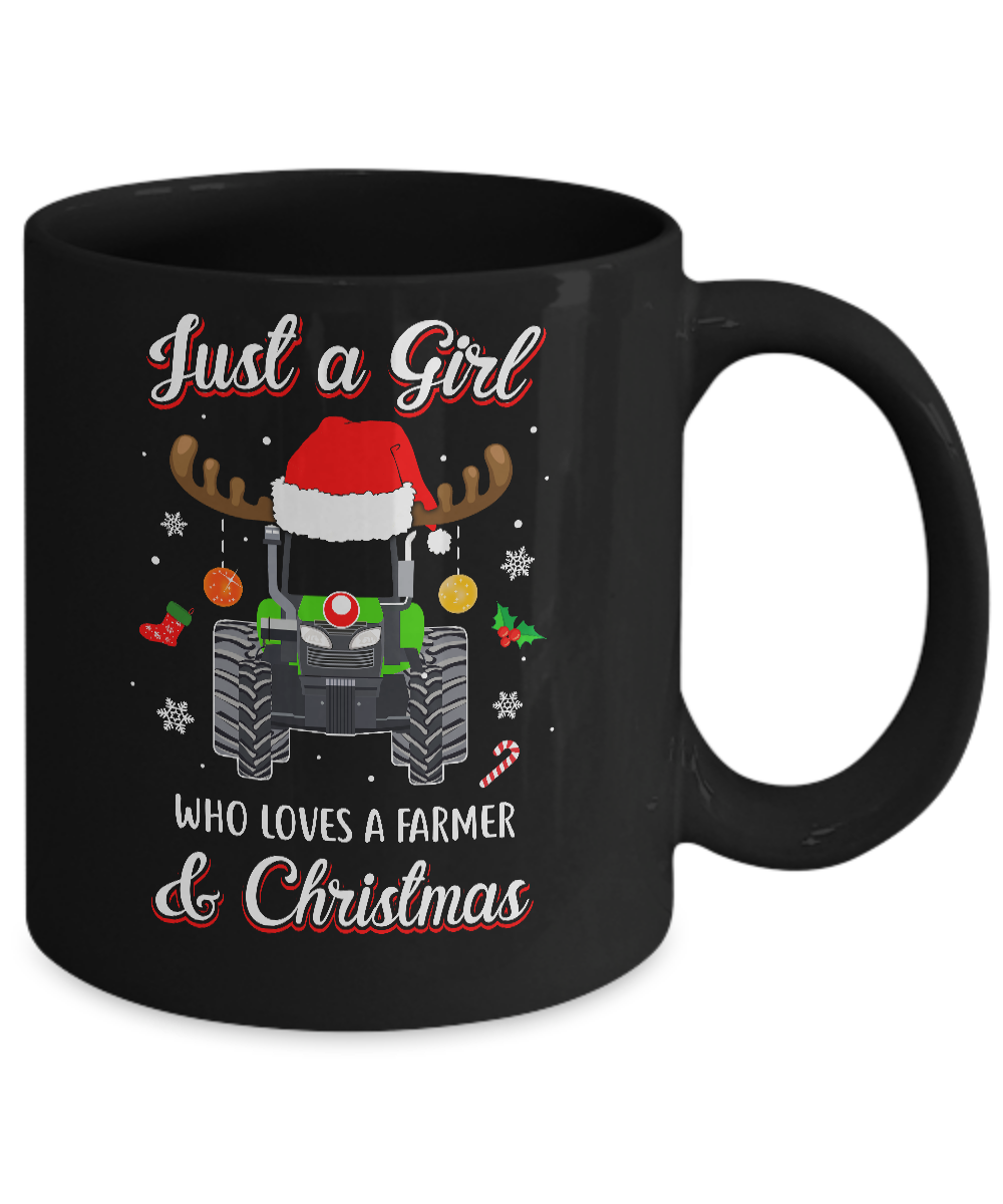 Just A Girl Who Loves A Farmer And Christmas Mug-Coffee Mug-11oz Mug-Black