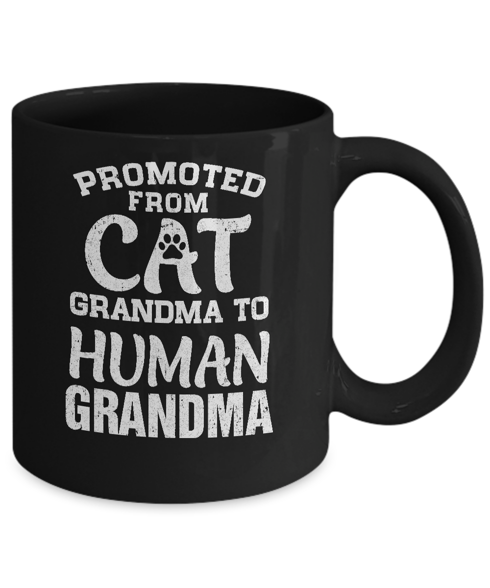 Promoted From Cat Grandma To Human Grandma Gifts Mug-Coffee Mug-11oz Mug-Black