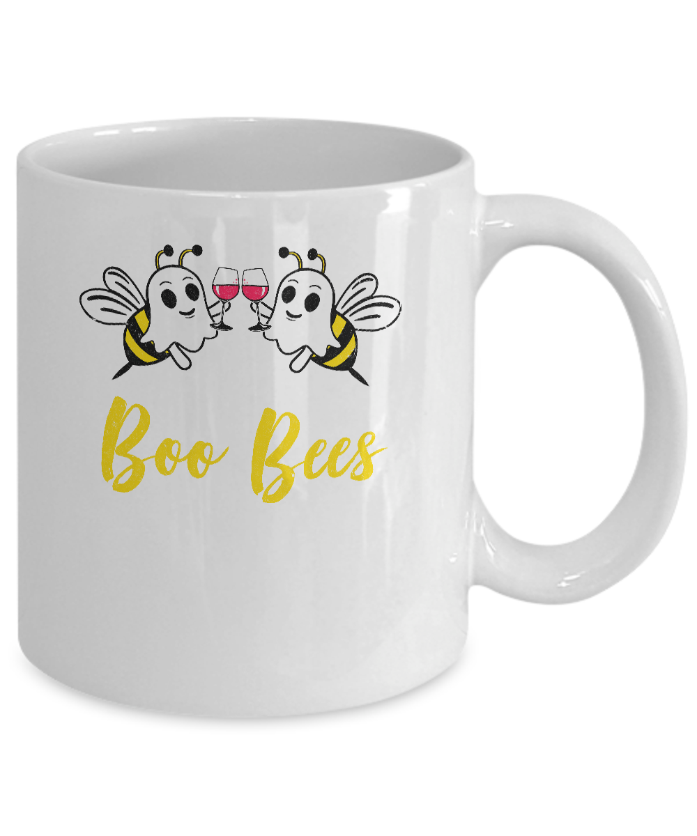 Boo Bees Drink Wine Women Funny Halloween Costume Mug-Coffee Mug-11oz Mug-White