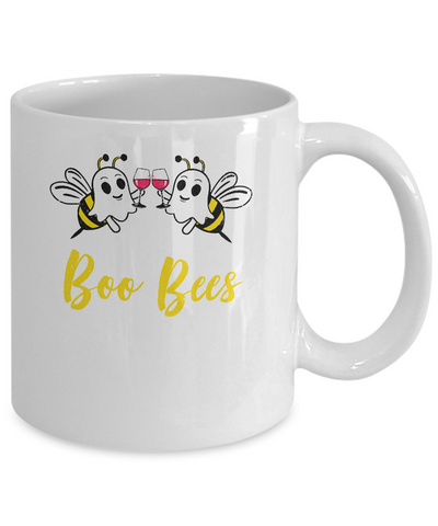 Boo Bees Drink Wine Women Funny Halloween Costume Mug-Coffee Mug-11oz Mug-White