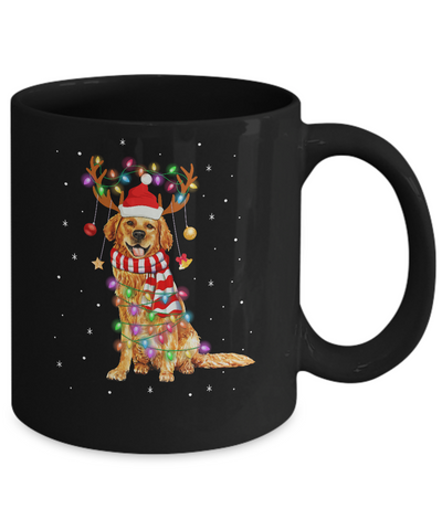 Cute Golden Retriever Christmas Lights Reindeer Pajamas Mug-Coffee Mug-11oz Mug-Black