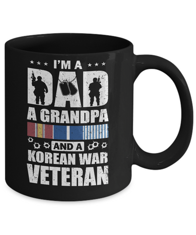 Dad A Grandpa And A Korean War Veteran Fathers Day Mug-Coffee Mug-11oz Mug-Black