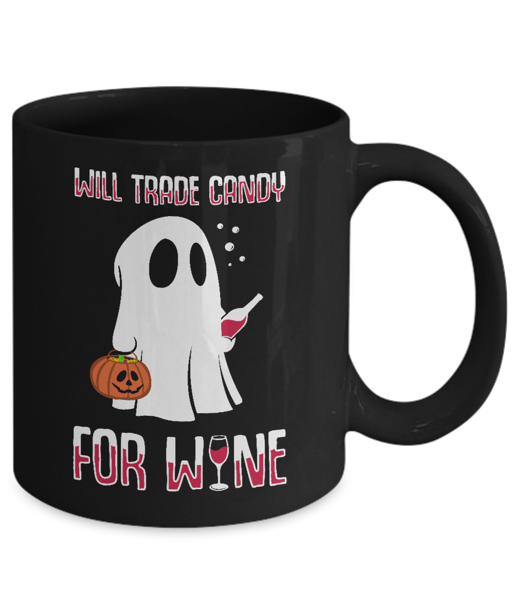 Will Trade Candy For Wine Lover Halloween Mug-Coffee Mug-11oz Mug-Black