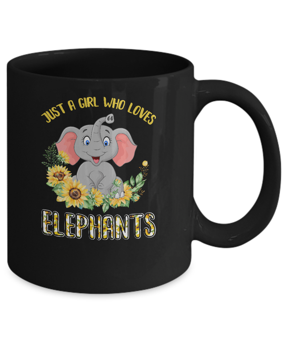 Just A Girl Who Loves Elephants And Sunflowers Mug-Coffee Mug-11oz Mug-Black