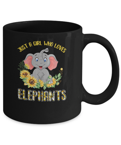 Just A Girl Who Loves Elephants And Sunflowers Mug-Coffee Mug-11oz Mug-Black