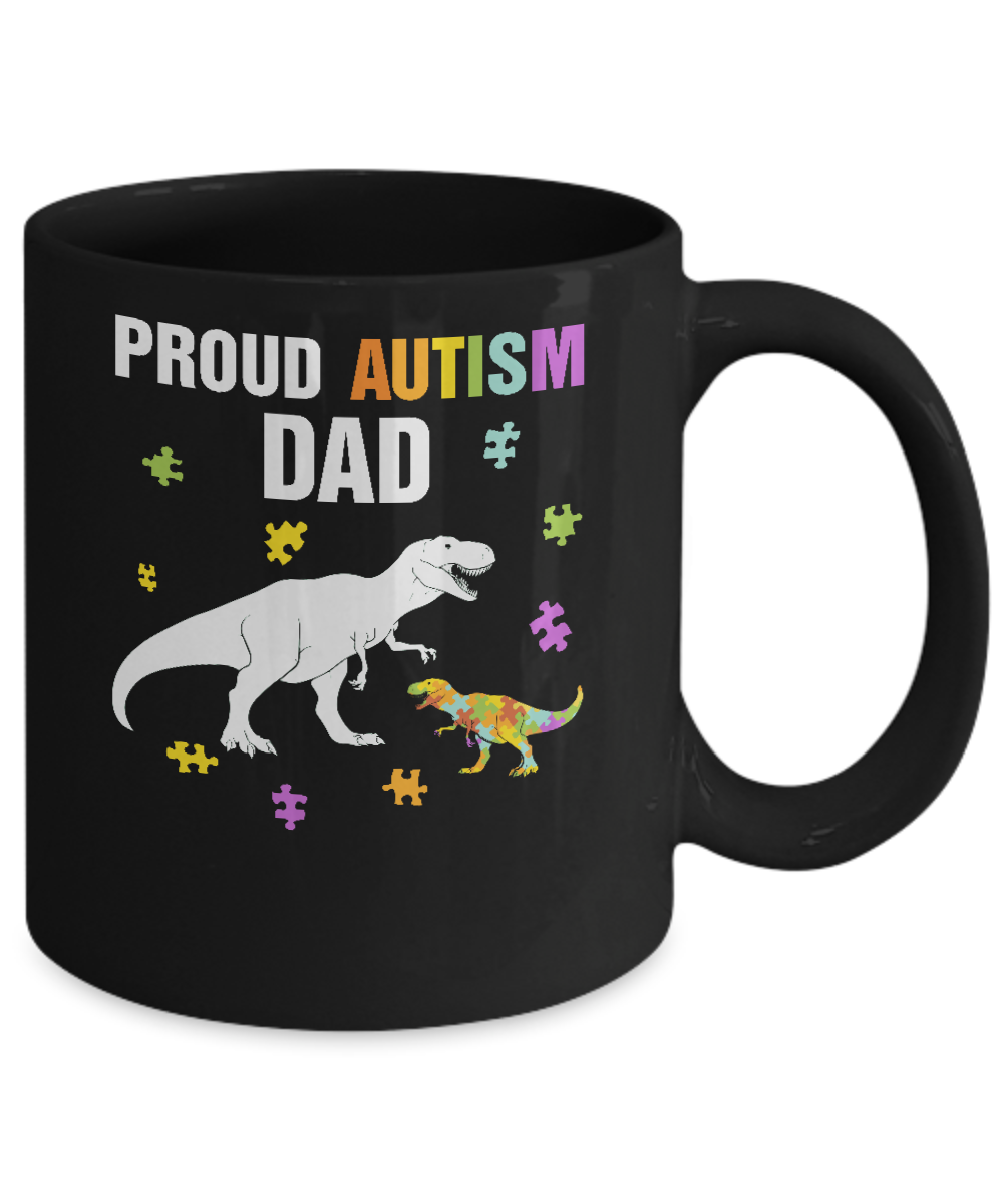 Proud Autism Dad T-Rex Dinosaur Autism Awareness Mug