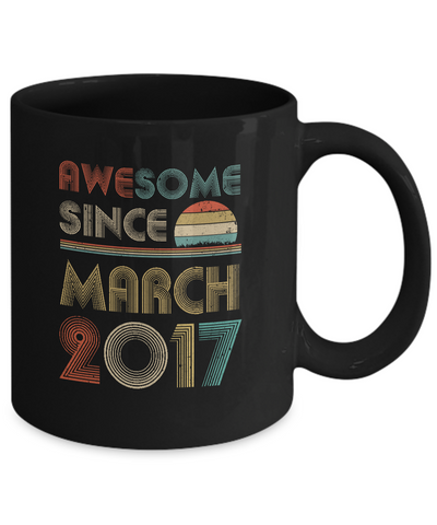 Awesome Since March 2017 Vintage 4th Birthday Gifts Youth Mug-Coffee Mug-11oz Mug-Black