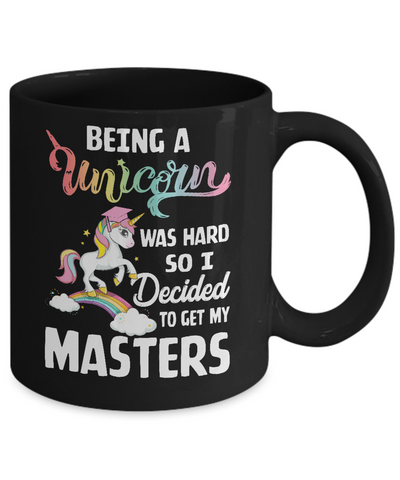 Funny Unicorn Masters Degree Graduation Graduate Gift Mug-Coffee Mug-11oz Mug-Black