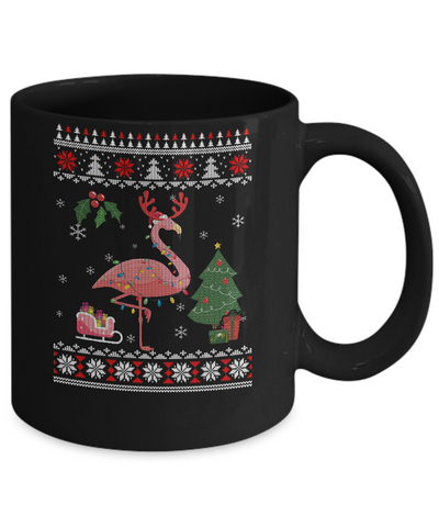 Santa Hat Flamingo Reindeer Ugly Christmas Sweater Mug-Coffee Mug-11oz Mug-Black