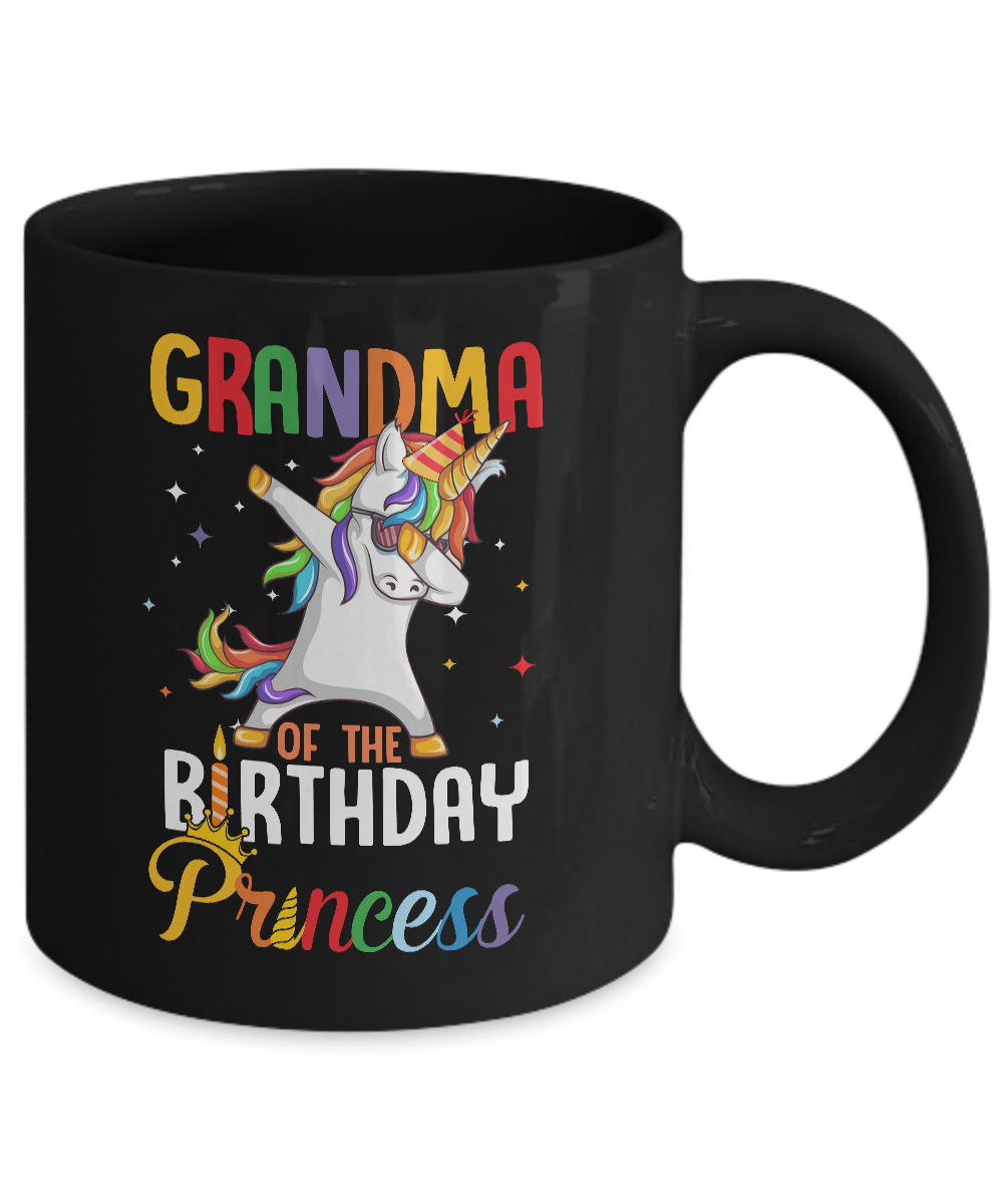 Grandma Of The Birthday Girl Dabbing Unicorn Party Mug-Coffee Mug-11oz Mug-Black