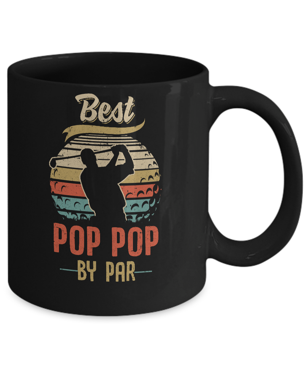 Vintage Best Pop Pop By Par Fathers Day Funny Golf Gift Mug-Coffee Mug-11oz Mug-Black