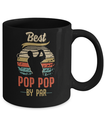 Vintage Best Pop Pop By Par Fathers Day Funny Golf Gift Mug-Coffee Mug-11oz Mug-Black