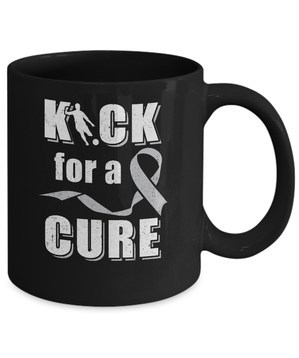 Kick For A Cure Soccer Gray Brain Cancer, Diabetes Awareness Mug-Coffee Mug-11oz Mug-Black