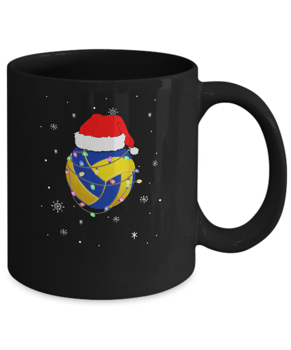 Santa Hat Volleyball Christmas Gifts Mug-Coffee Mug-11oz Mug-Black
