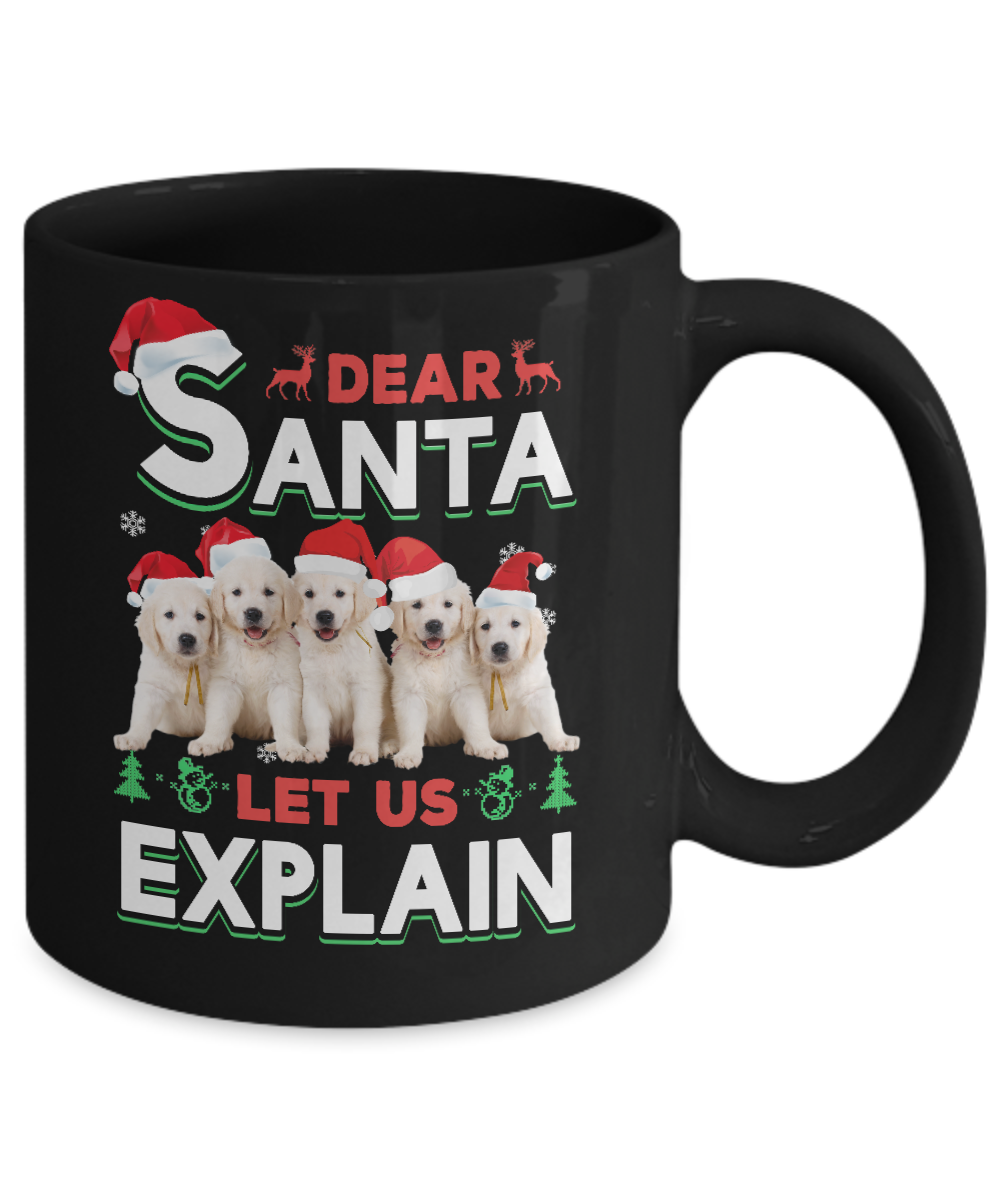 Dear Santa Funny Golden Retriever Puppies Christmas Gift Mug-Coffee Mug-11oz Mug-Black