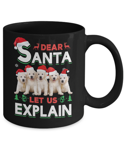 Dear Santa Funny Golden Retriever Puppies Christmas Gift Mug-Coffee Mug-11oz Mug-Black