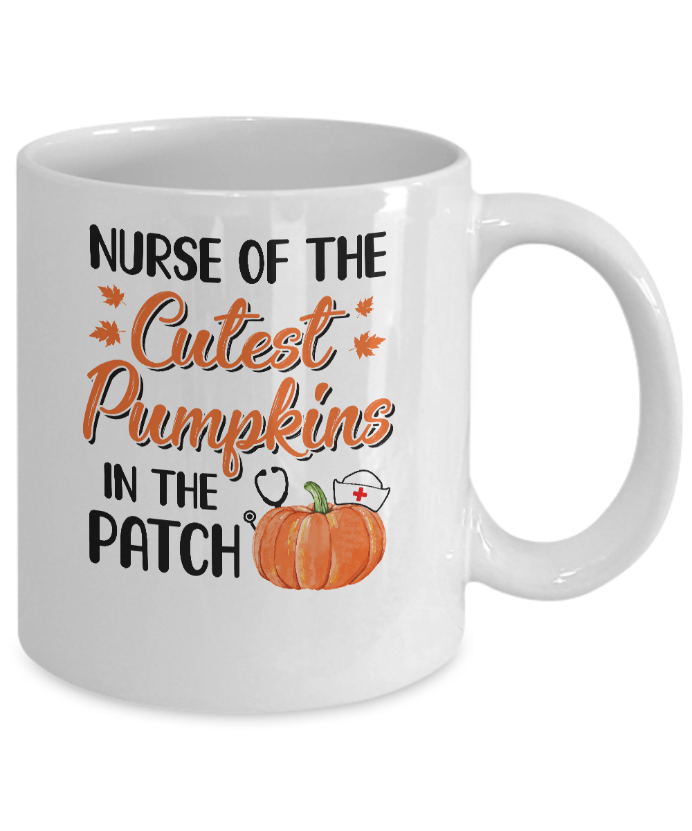 Nurse Of The Cutest Pumpkins In The Patch Halloween Gift Mug-Coffee Mug-11oz Mug-White