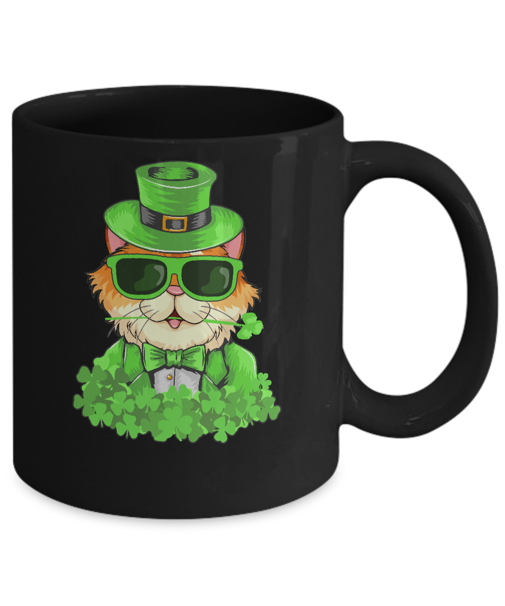Lepurrchaun St. Patrick's Day Cat Leprechaun Paddy Day Mug-Coffee Mug-11oz Mug-Black