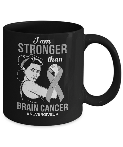 I Am Stronger Than Brain Cancer Awareness Support Mug-Coffee Mug-11oz Mug-Black