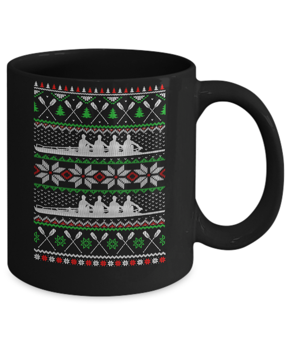 Rowing Ugly Christmas Happy Holiday Boating Crew Xmas Gift Mug-Coffee Mug-11oz Mug-Black