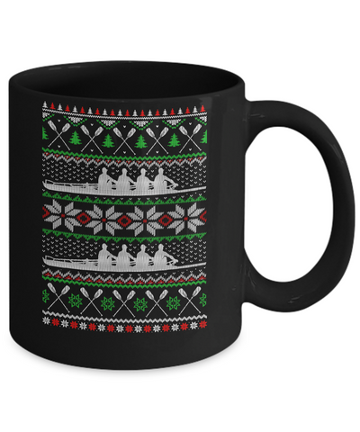 Rowing Ugly Christmas Happy Holiday Boating Crew Xmas Gift Mug-Coffee Mug-11oz Mug-Black