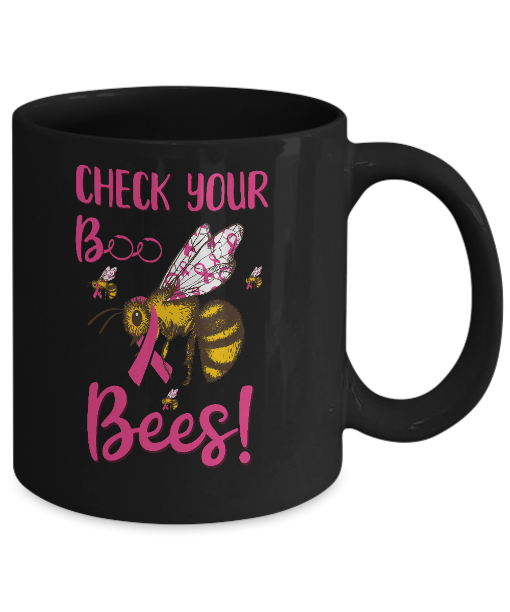 Check Your Boo Bees Funny Breast Cancer Mug-Coffee Mug-11oz Mug-Black