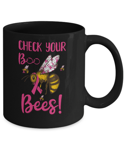 Check Your Boo Bees Funny Breast Cancer Mug-Coffee Mug-11oz Mug-Black