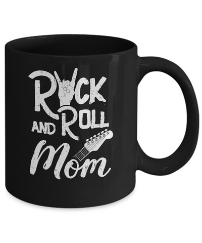 Rock And Roll Mom Retro Guitar Rocker Music Gift Mug-Coffee Mug-11oz Mug-Black