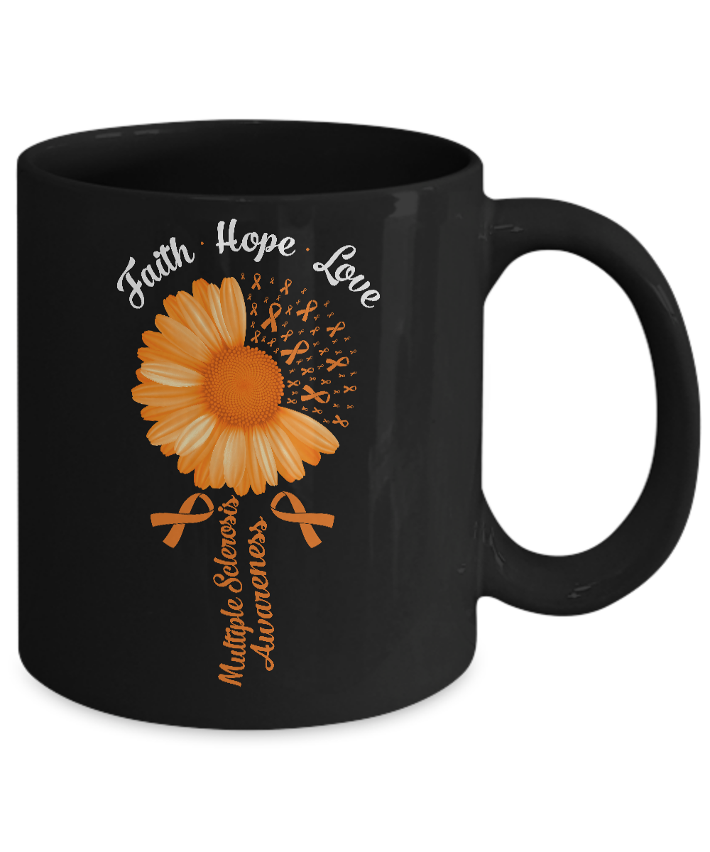 Faith Hope Love Orange Multiple Sclerosis Awareness Mug-Coffee Mug-11oz Mug-Black