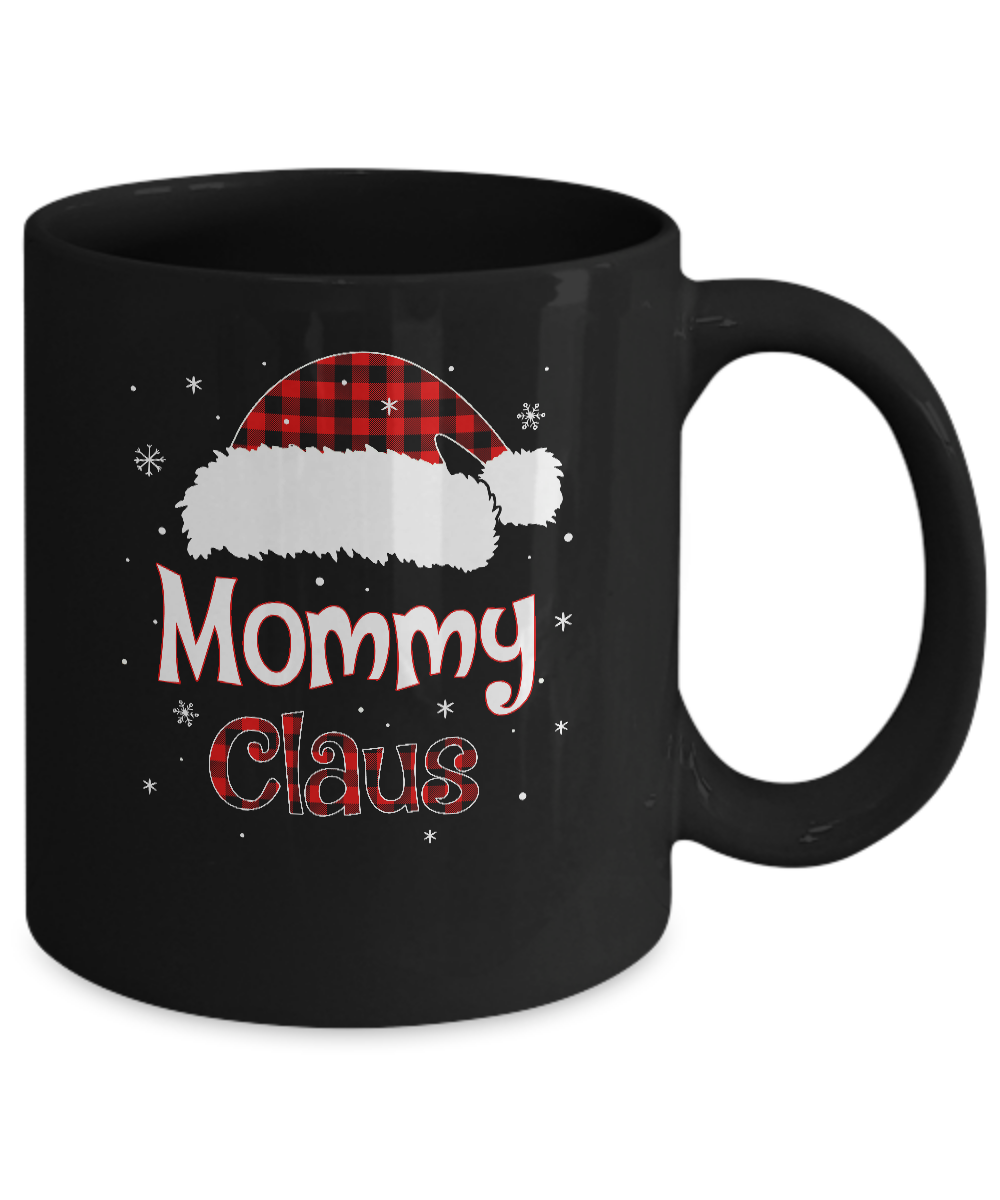 Santa Mommy Claus Red Plaid Family Pajamas Christmas Gift Mug-Coffee Mug-11oz Mug-Black