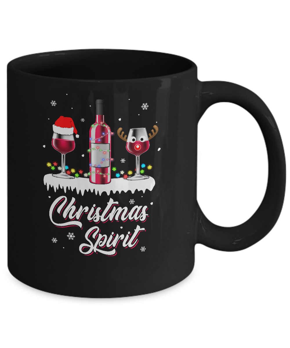 Christmas Spirits Santa Hat Wine Funny Christmas Gifts Mug-Coffee Mug-11oz Mug-Black