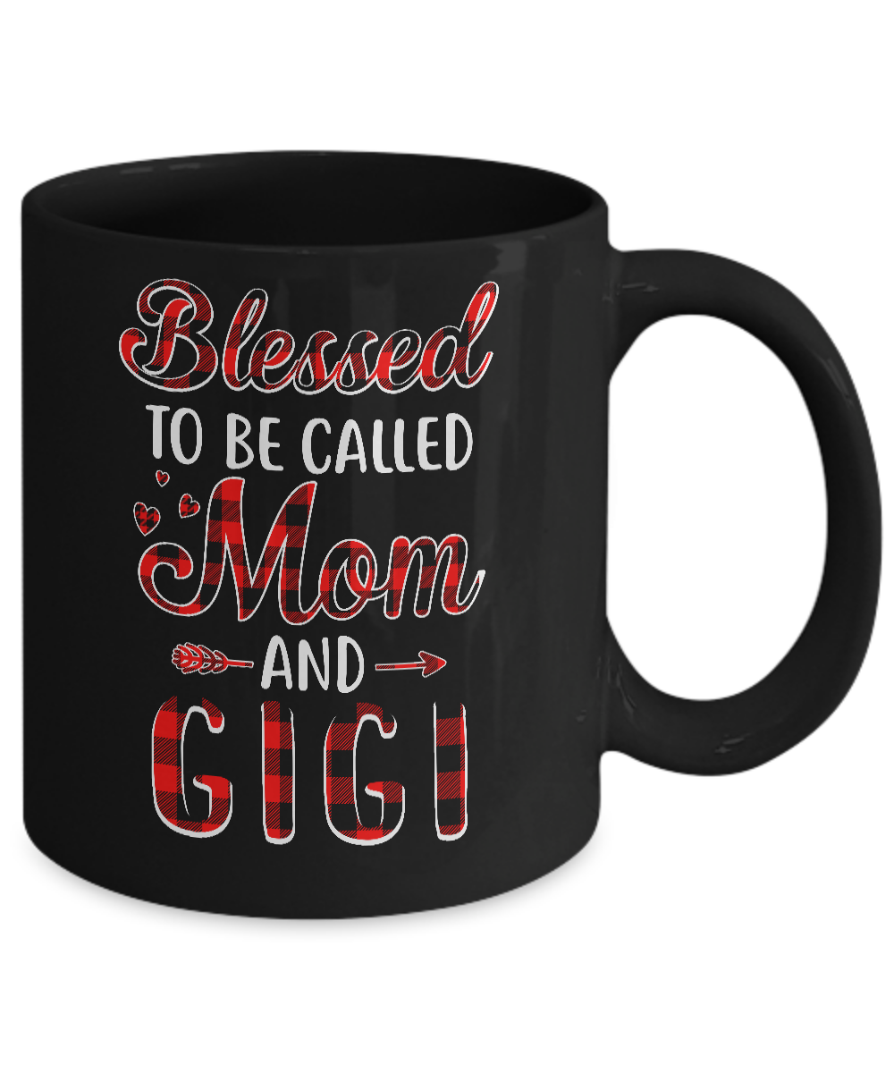 Red Buffalo Plaid Blessed To Be Called Mom And Gigi Mug-Coffee Mug-11oz Mug-Black