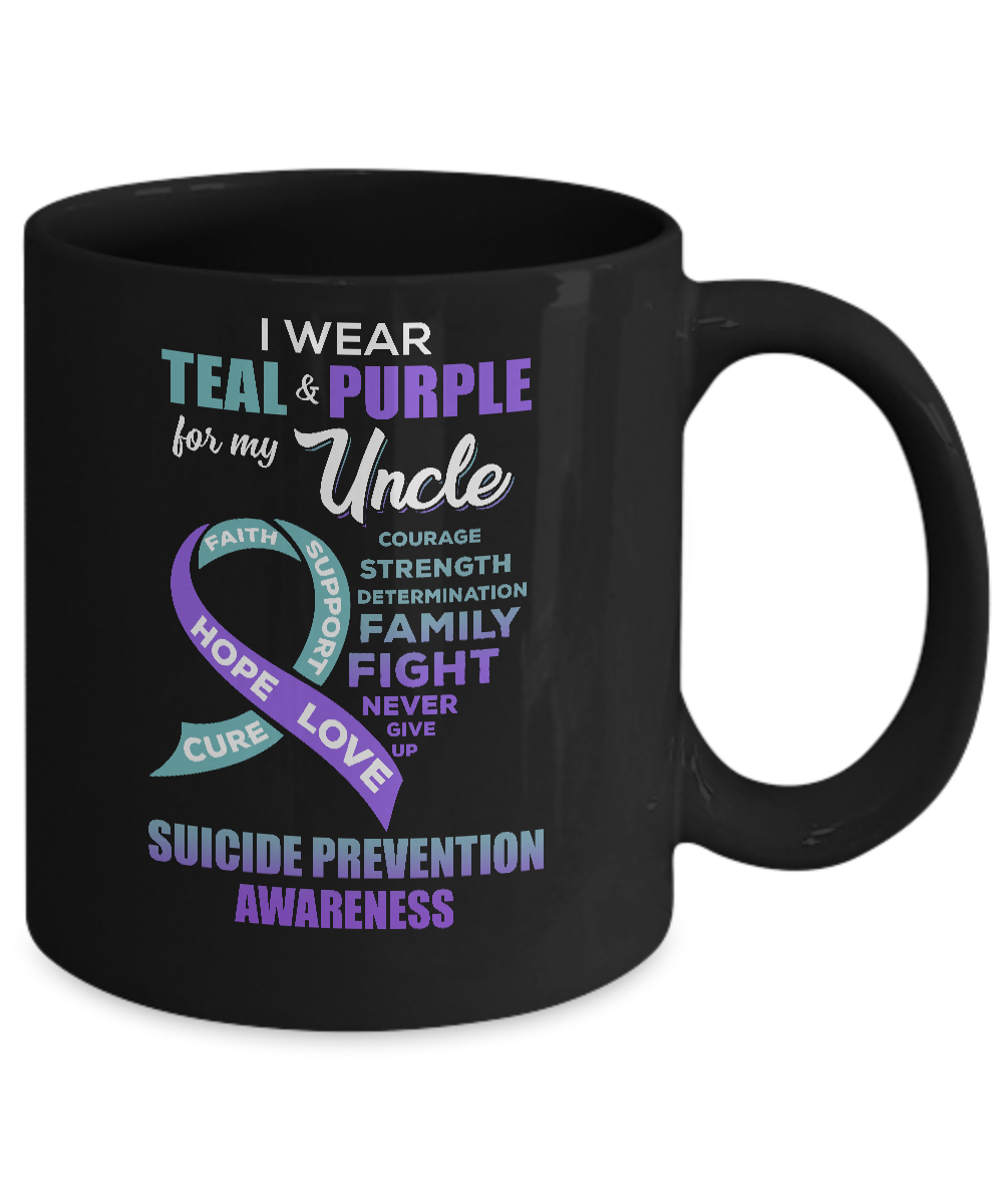 Suicide Prevention I Wear Teal And Purple For My Uncle Mug-Coffee Mug-11oz Mug-Black