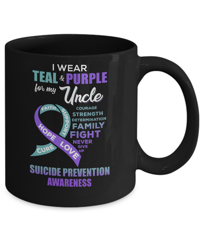 Suicide Prevention I Wear Teal And Purple For My Uncle Mug-Coffee Mug-11oz Mug-Black