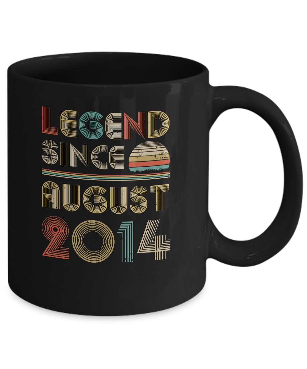 Legend Since August 2014 Vintage 7th Birthday Gifts Youth Mug-Coffee Mug-11oz Mug-Black