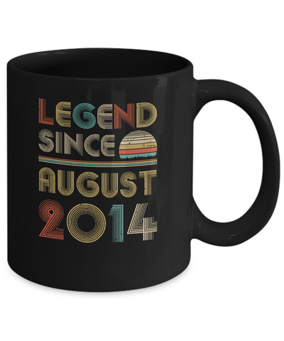 Legend Since August 2014 Vintage 7th Birthday Gifts Youth Mug-Coffee Mug-11oz Mug-Black