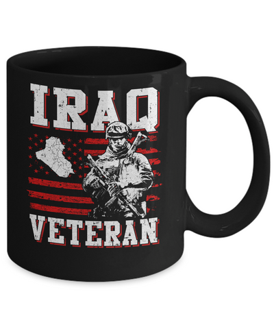 Iraq Veteran America Flag Distressed Vintage Mug-Coffee Mug-11oz Mug-Black