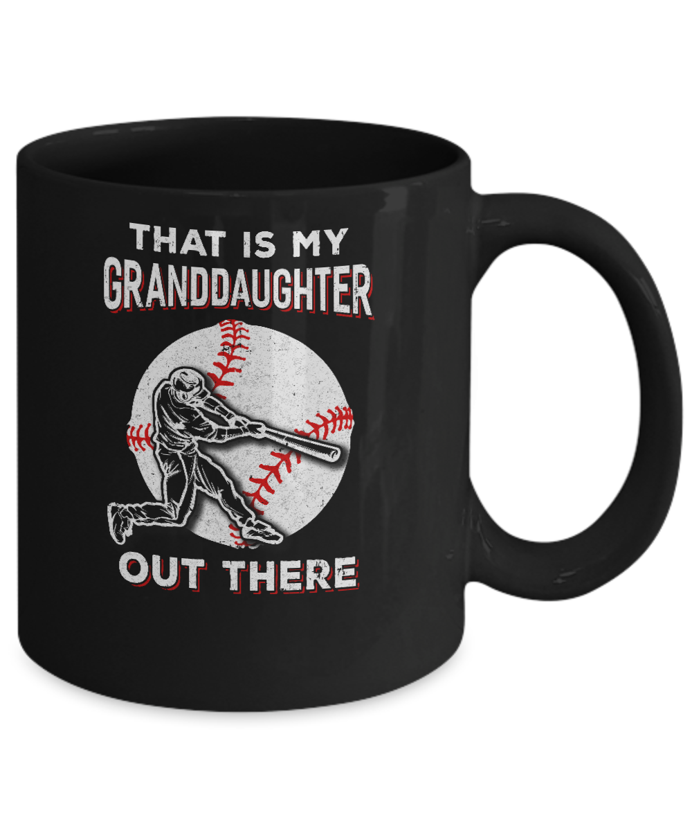 That's My Granddaughter Out There Baseball Grandma Papa Mug-Coffee Mug-11oz Mug-Black