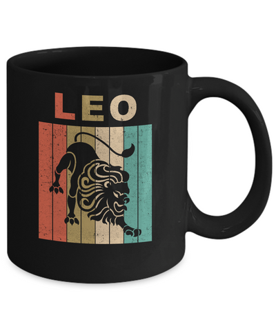 Vintage Leo Zodiac July August Birthday Gift Mug-Coffee Mug-11oz Mug-Black