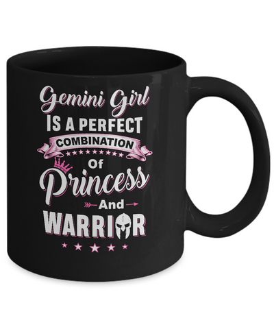 Gemini Girl Princess Warrior May June Birthday Mug-Coffee Mug-11oz Mug-Black