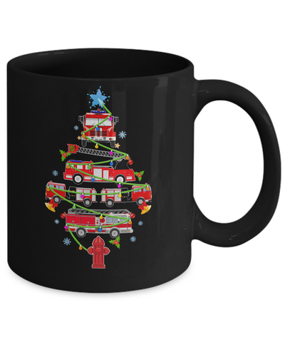 Firefighter Truck Christmas Tree Ornament Decor Gift Mug-Coffee Mug-11oz Mug-Black