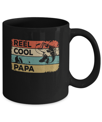 Vintage Reel Cool Papa Fish Fishing Fathers Day Mug-Coffee Mug-11oz Mug-Black