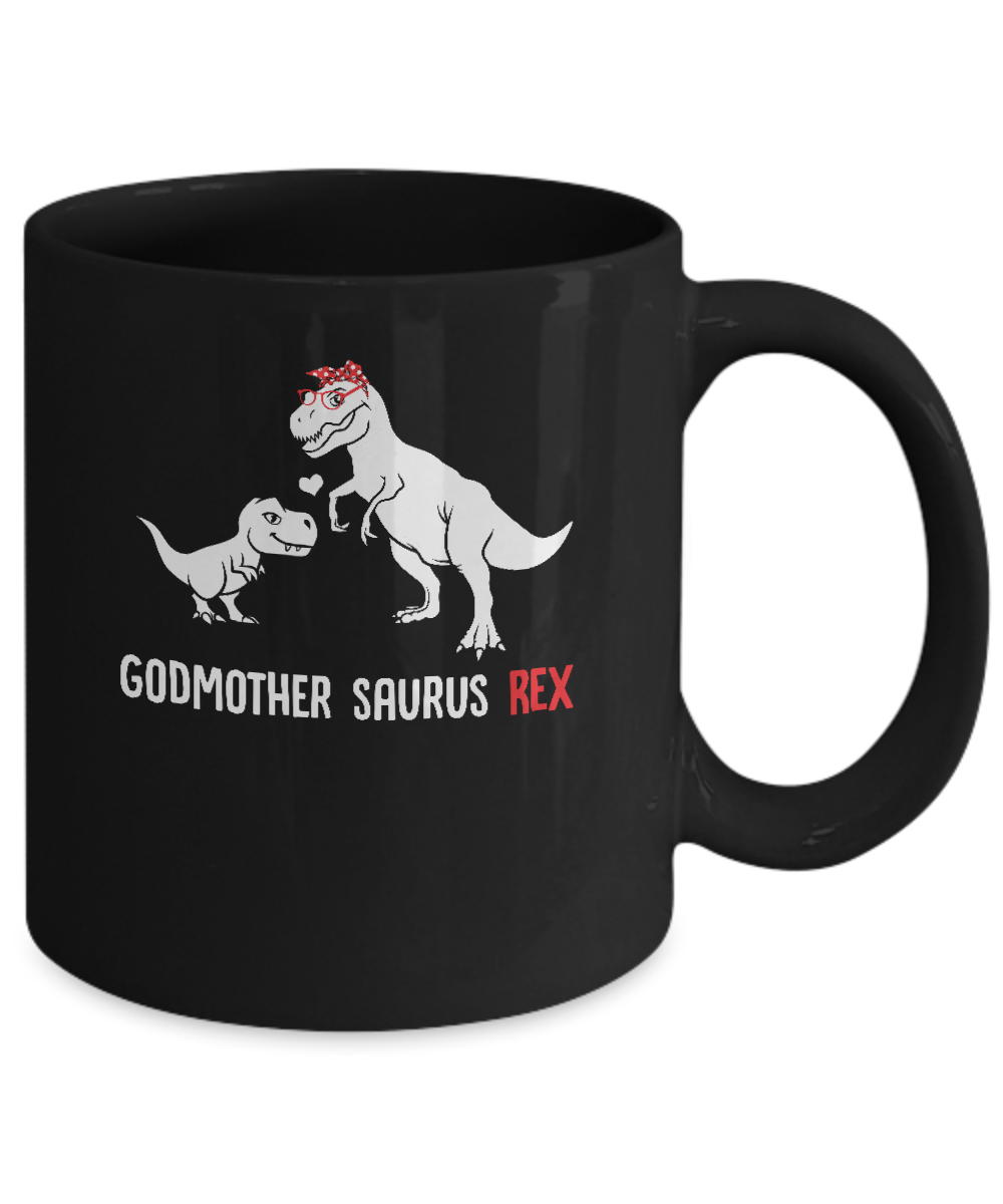 Godmother Saurus T-Rex Dinosaur Gift For God-Mother Mug-Coffee Mug-11oz Mug-Black