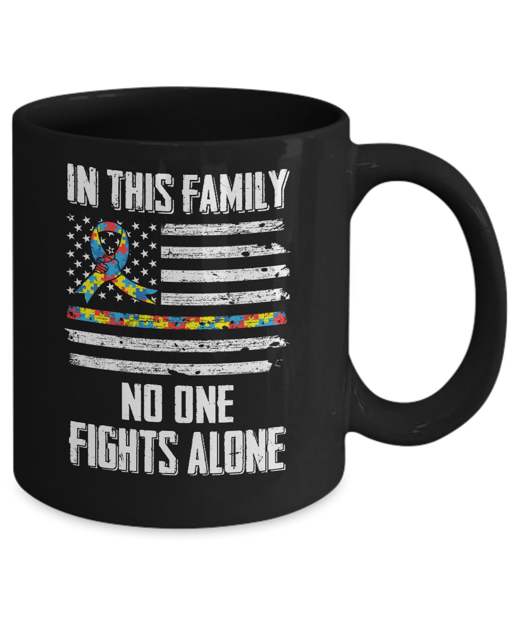 In This Family No One Fights Alone Autism Awareness Mug-Coffee Mug-11oz Mug-Black