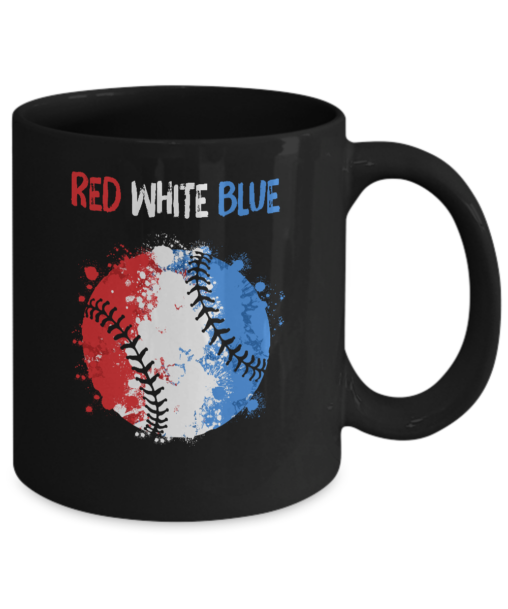 4Th Of July Red White Blue Baseball Lovers Patriotic Mug-Coffee Mug-11oz Mug-Black
