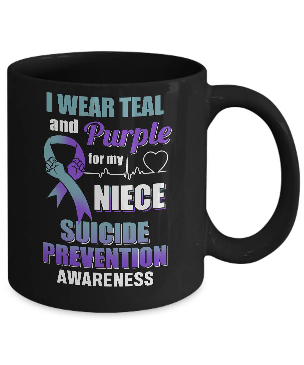 I Wear Teal And Purple For My Niece Suicide Prevention Mug-Coffee Mug-11oz Mug-Black