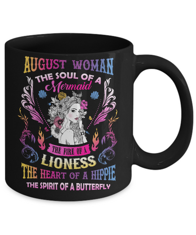 August Woman The Soul Of A Mermaid Birthday Mug-Coffee Mug-11oz Mug-Black