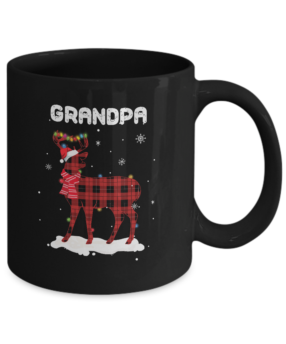 Grandpa Deer Red Plaid Christmas Family Matching Pajamas Mug-Coffee Mug-11oz Mug-Black
